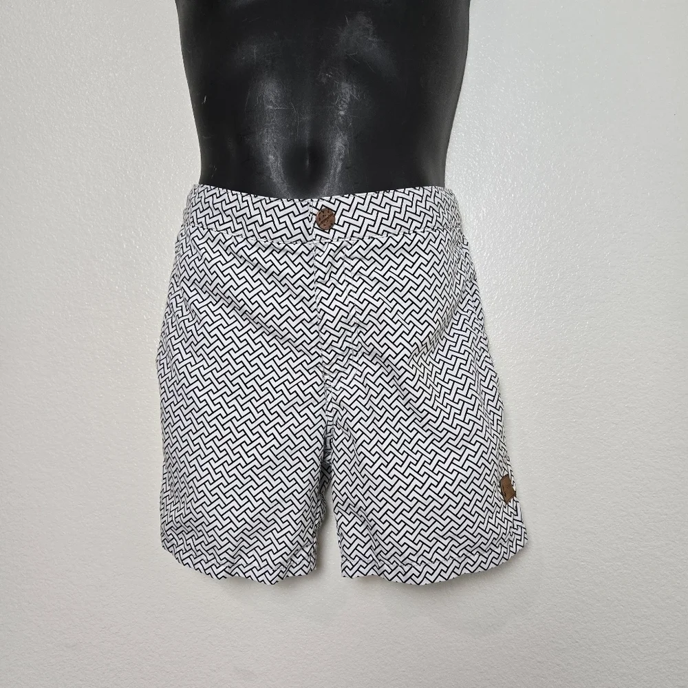 RETROMARINE‎ Zig Zags Swim Trunk White Navy Resort Beach Pool Vacation Size 34